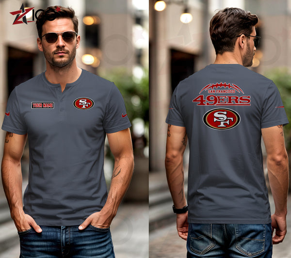 San Francisco 49ers Henley Short Sleeve T-Shirt Trending C004