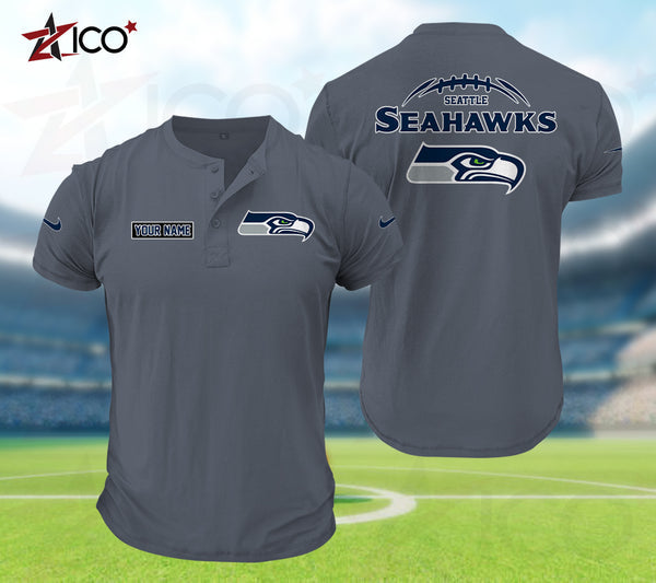 Seattle Seahawks Henley Short Sleeve T-Shirt Trending C004