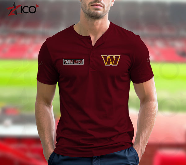 Washington Commanders Henley Short Sleeve T-Shirt Trending C004