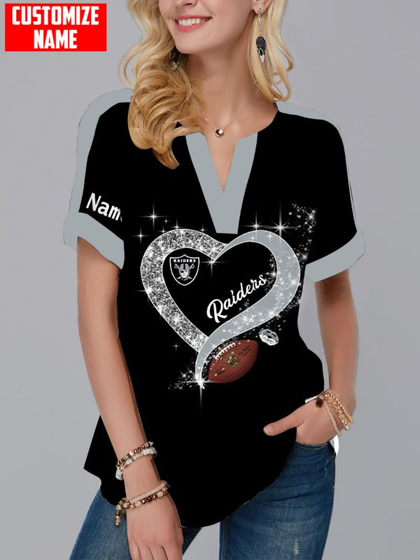 Las Vegas Raiders Fashion Short Sleeve V-Neck Shirt 12