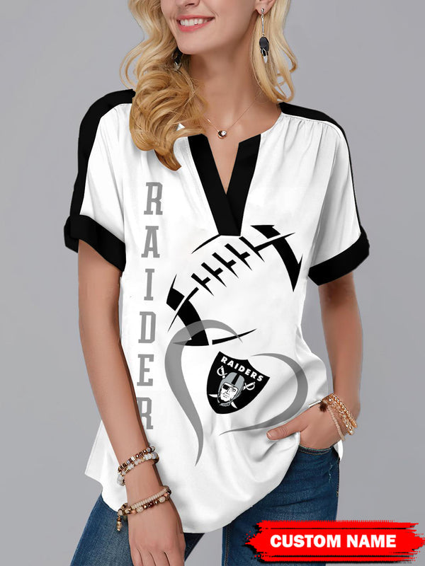 Las Vegas Raiders Fashion Short Sleeve V-Neck Shirt 13