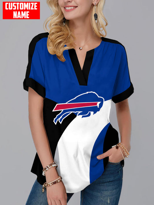 Buffalo Bills Fashion Short Sleeve V-Neck Shirt 3