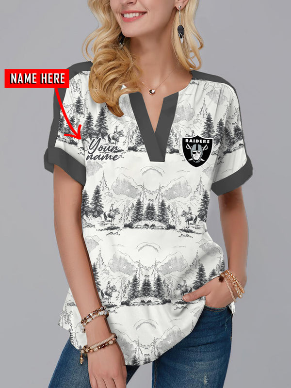 Las Vegas Raiders Fashion Short Sleeve V-Neck Shirt 3