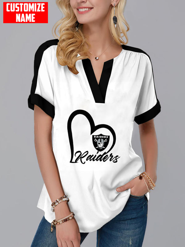 Las Vegas Raiders Fashion Short Sleeve V-Neck Shirt 1
