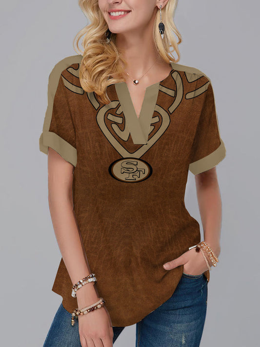 San Francisco 49ers Fashion Short Sleeve V-Neck Shirt 4