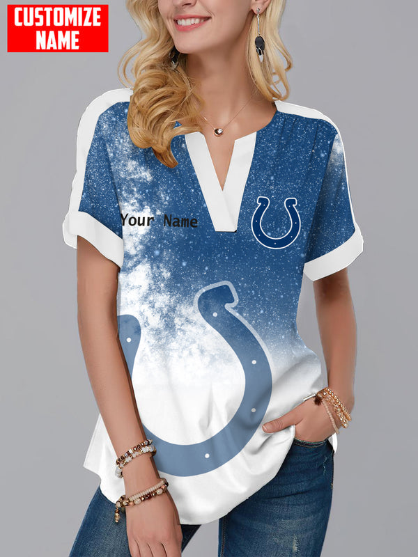 Indianapolis Colts Fashion Short Sleeve V-Neck Shirt 1