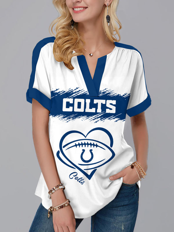 Indianapolis Colts Fashion Short Sleeve V-Neck Shirt 2
