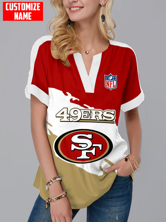 San Francisco 49ers Fashion Short Sleeve V-Neck Shirt 1