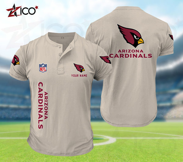 Arizona Cardinals Henley Short Sleeve T-Shirt Trending C003