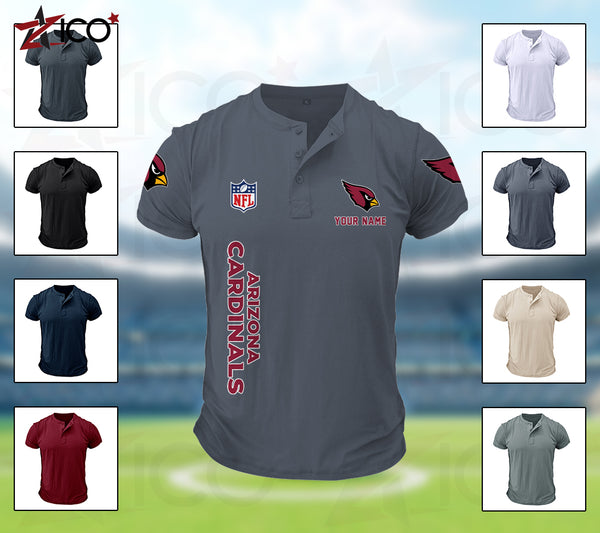 Arizona Cardinals Henley Short Sleeve T-Shirt Trending C003