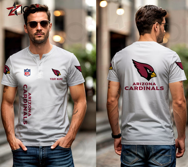 Arizona Cardinals Henley Short Sleeve T-Shirt Trending C003