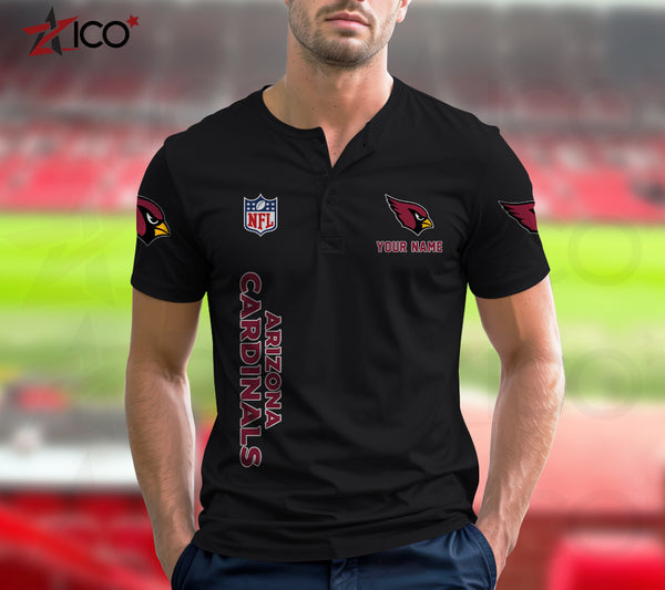 Arizona Cardinals Henley Short Sleeve T-Shirt Trending C003