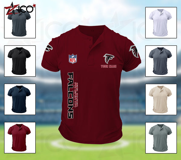 Atlanta Falcons Henley Short Sleeve T-Shirt Trending C003