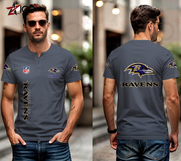 Baltimore Ravens Henley Short Sleeve T-Shirt Trending C003