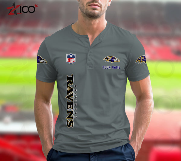 Baltimore Ravens Henley Short Sleeve T-Shirt Trending C003