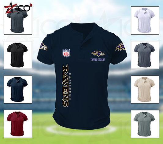 Baltimore Ravens Henley Short Sleeve T-Shirt Trending C003