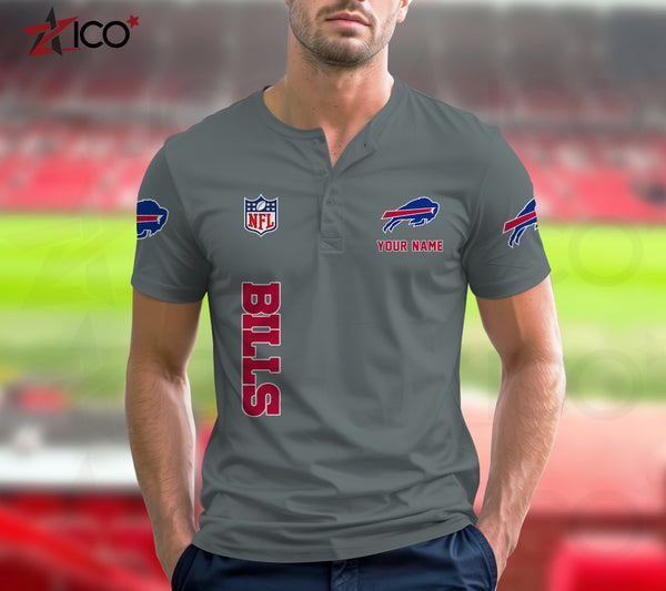Buffalo Bills Henley Short Sleeve T-Shirt Trending C003