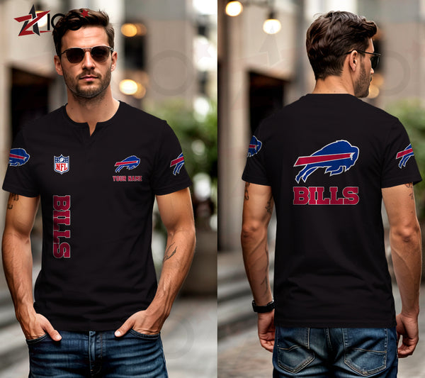 Buffalo Bills Henley Short Sleeve T-Shirt Trending C003