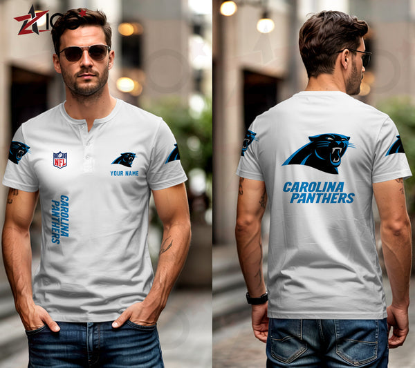 Carolina Panthers Henley Short Sleeve T-Shirt Trending C003