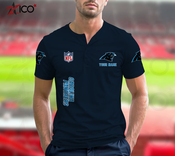 Carolina Panthers Henley Short Sleeve T-Shirt Trending C003