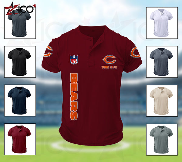 Chicago Bears Henley Short Sleeve T-Shirt Trending C003