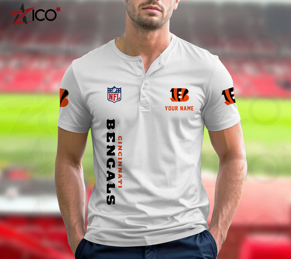 Cincinnati Bengals Henley Short Sleeve T-Shirt Trending C003