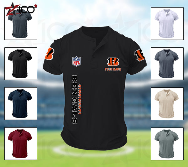 Cincinnati Bengals Henley Short Sleeve T-Shirt Trending C003