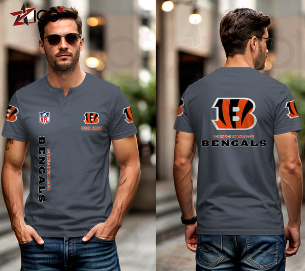 Cincinnati Bengals Henley Short Sleeve T-Shirt Trending C003