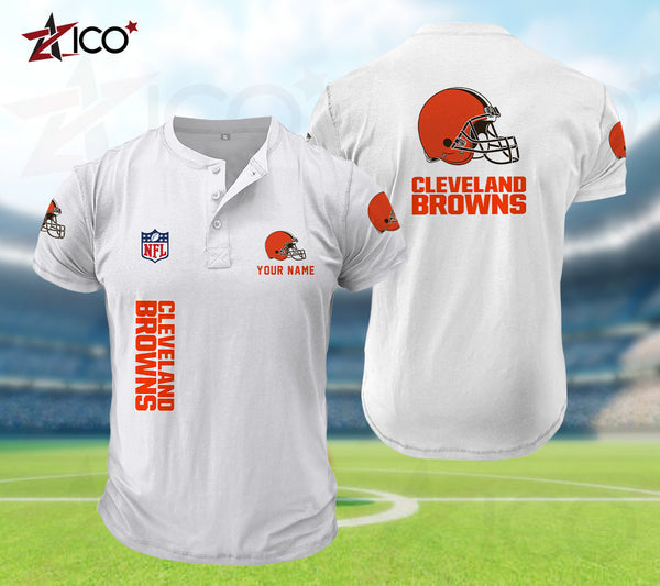 Cleveland Browns Henley Short Sleeve T-Shirt Trending C003