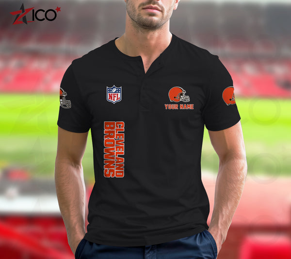 Cleveland Browns Henley Short Sleeve T-Shirt Trending C003