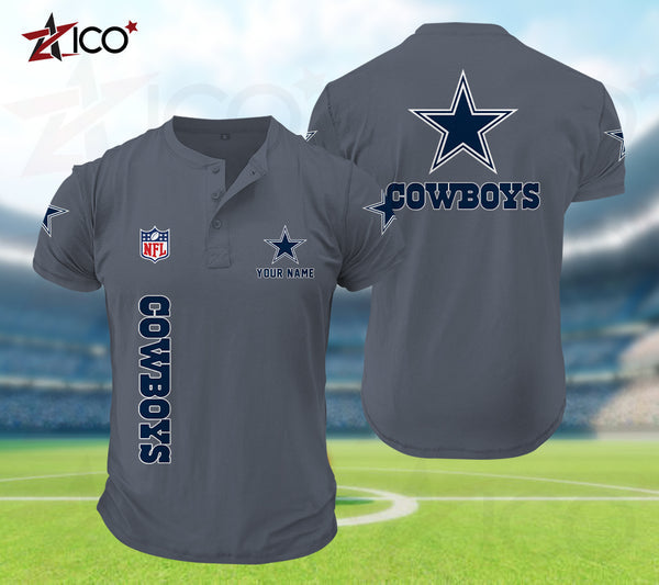Dallas Cowboys Henley Short Sleeve T-Shirt Trending C003