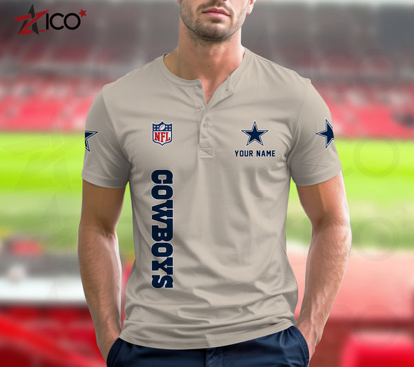 Dallas Cowboys Henley Short Sleeve T-Shirt Trending C003