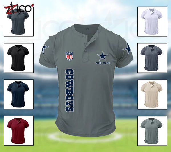Dallas Cowboys Henley Short Sleeve T-Shirt Trending C003