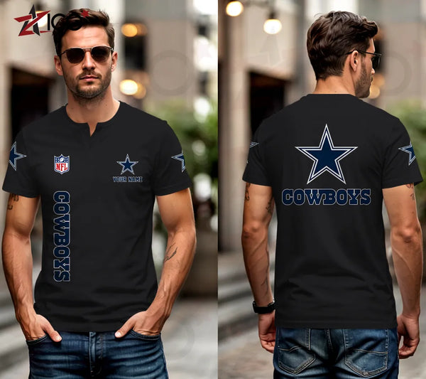 Dallas Cowboys Henley Short Sleeve T-Shirt Trending C003