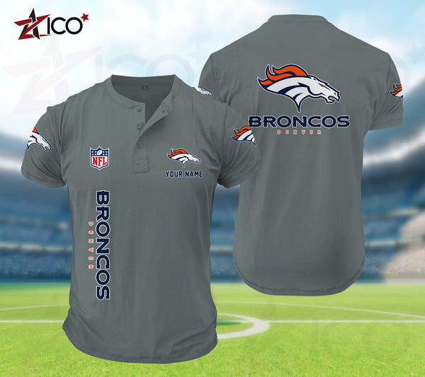 Denver Broncos Henley Short Sleeve T-Shirt Trending C003