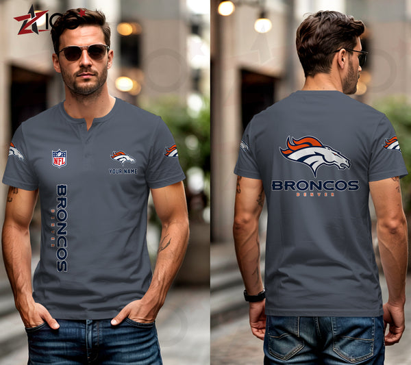 Denver Broncos Henley Short Sleeve T-Shirt Trending C003