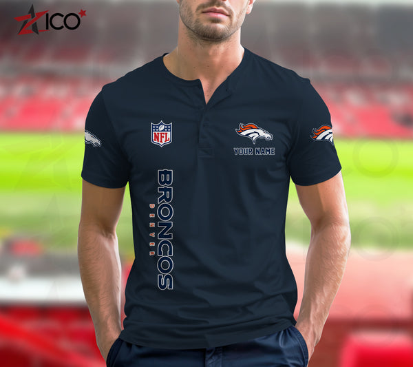 Denver Broncos Henley Short Sleeve T-Shirt Trending C003