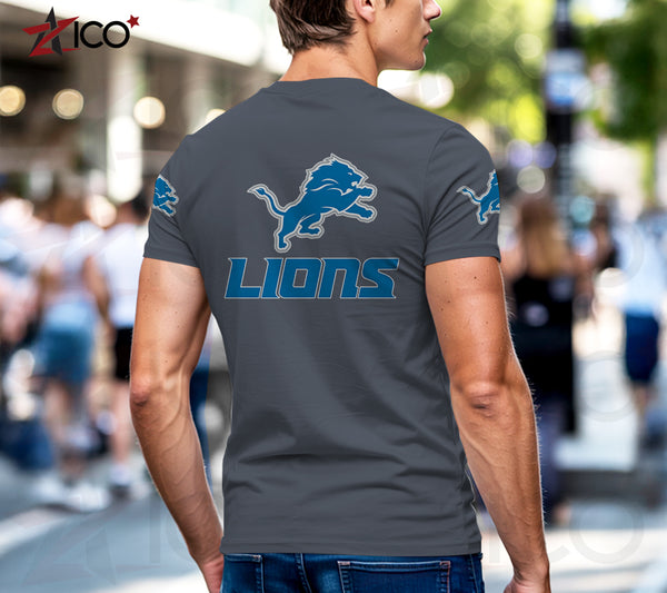 Detroit Lions Henley Short Sleeve T-Shirt Trending C003