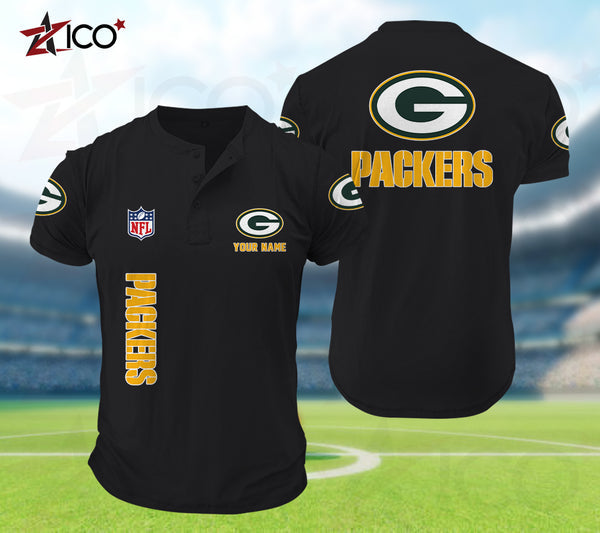 Green Bay Packers Henley Short Sleeve T-Shirt Trending C003