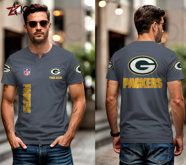 Green Bay Packers Henley Short Sleeve T-Shirt Trending C003