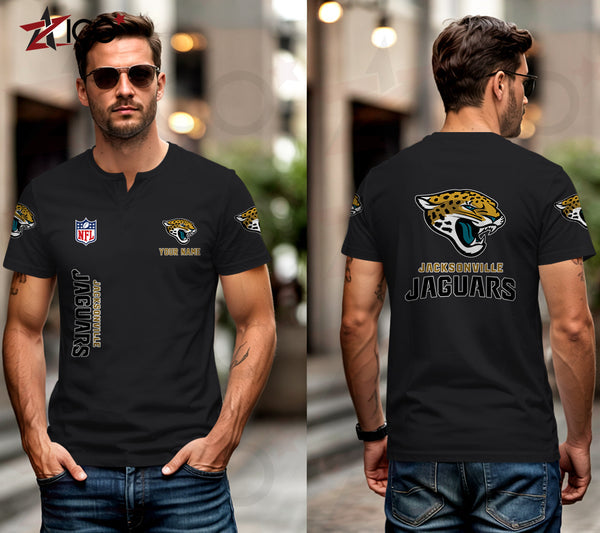 Jacksonville Jaguars Henley Short Sleeve T-Shirt Trending C003