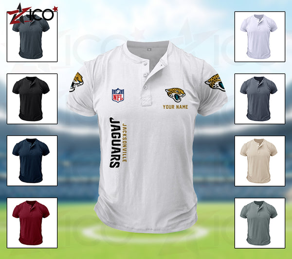 Jacksonville Jaguars Henley Short Sleeve T-Shirt Trending C003
