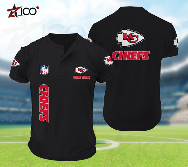 Kansas City Chiefs Henley Short Sleeve T-Shirt Trending C003