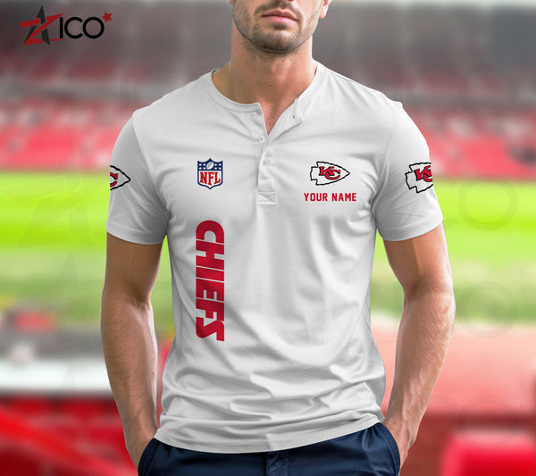 Kansas City Chiefs Henley Short Sleeve T-Shirt Trending C003