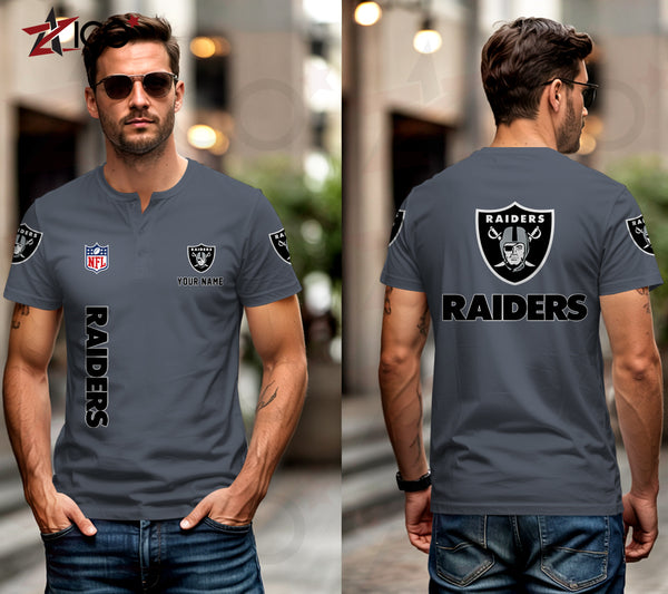 Las Vegas Raiders Henley Short Sleeve T-Shirt Trending C003
