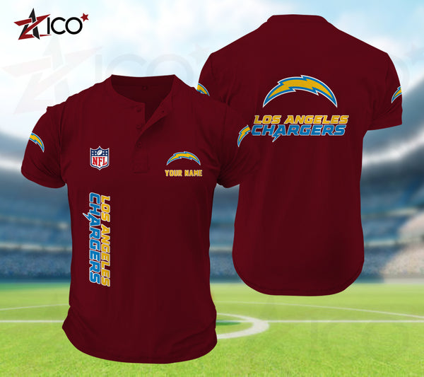 Los Angeles Chargers Henley Short Sleeve T-Shirt Trending C003