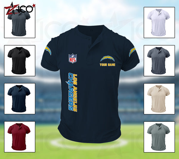 Los Angeles Chargers Henley Short Sleeve T-Shirt Trending C003