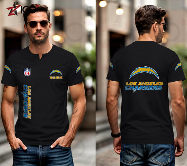 Los Angeles Chargers Henley Short Sleeve T-Shirt Trending C003