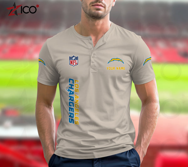 Los Angeles Chargers Henley Short Sleeve T-Shirt Trending C003