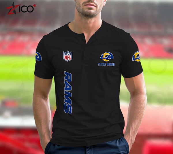Los Angeles Rams Henley Short Sleeve T-Shirt Trending C003